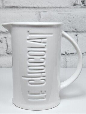 Home Ceramic Pitcher White Farmhouse Water Jug Vase Decor